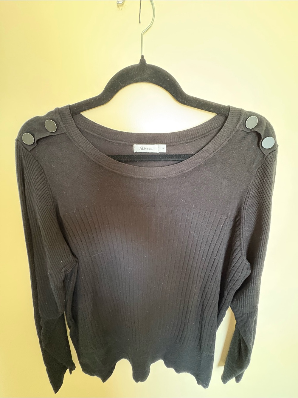 Reitmans Black Ribbed Crewneck Sweater